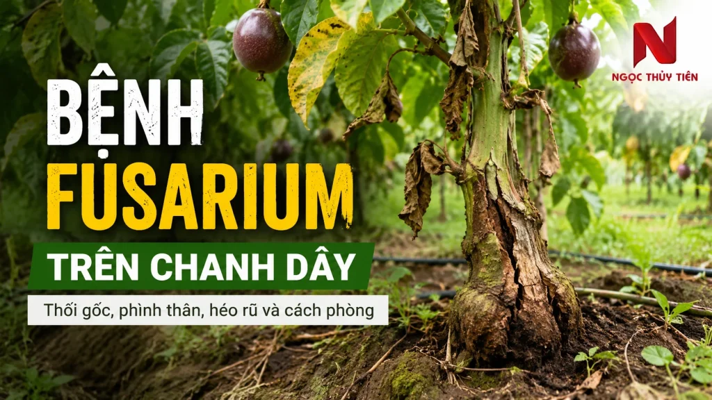 Bệnh Fusarium trên chanh dây gây thối gốc, phình thân và héo rũ