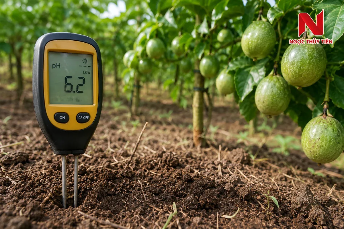 Kiểm tra pH đất trước khi bổ sung Trichoderma cho chanh dây