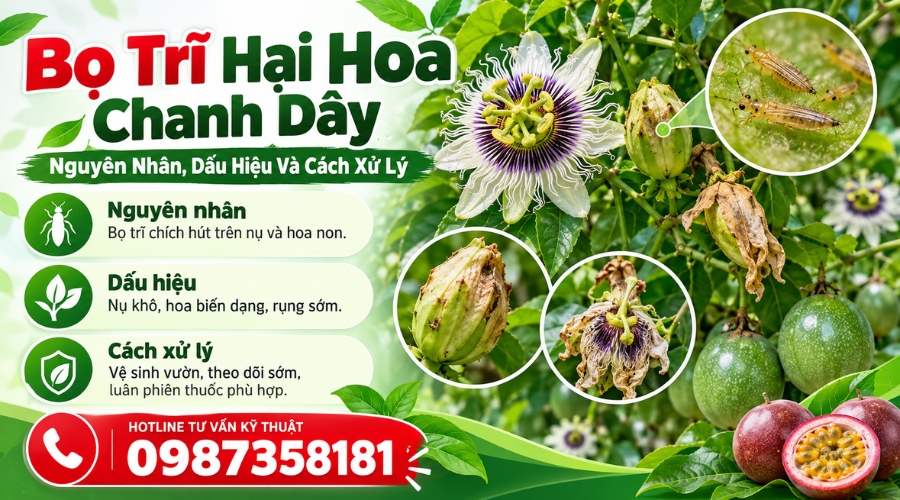 Bọ trĩ xuất hiện bên trong hoa chanh dây