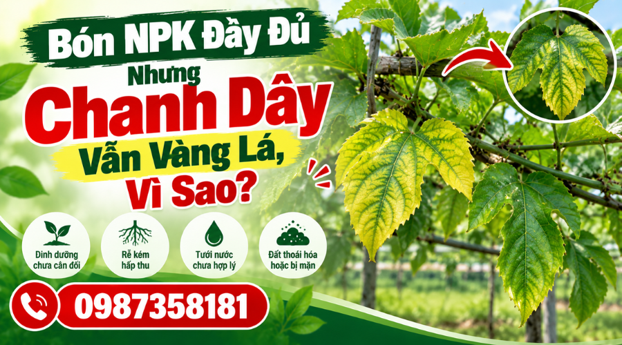 Bón NPK đầy đủ nhưng chanh dây vẫn vàng lá vì sao