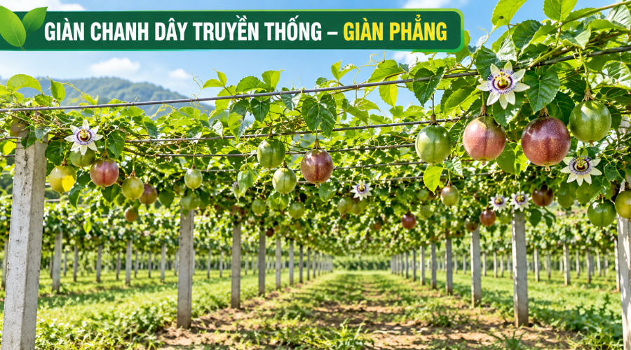 Các loại giàn chanh dây phổ biến gồm chữ T chữ U và truyền thống