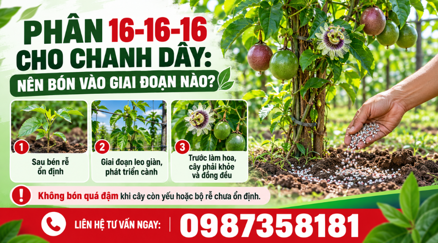 Cách bón phân 16-16-16 cho chanh dây đúng kỹ thuật